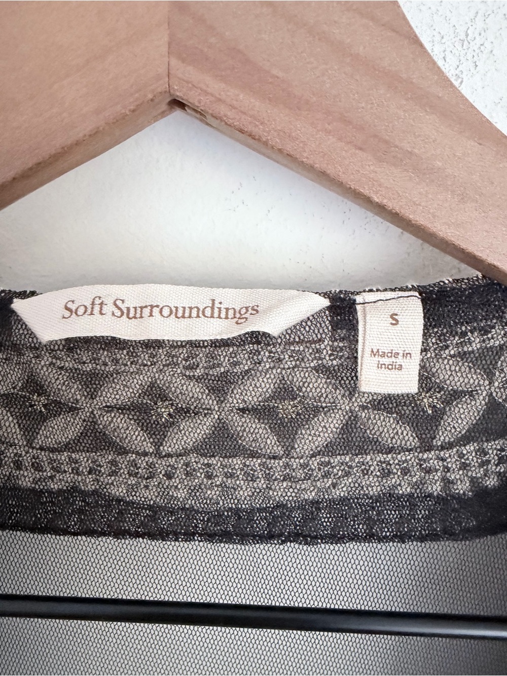 Soft Surroundings black mesh Longline duster sequin Embroidered floral tassels S - Picture 4 of 7